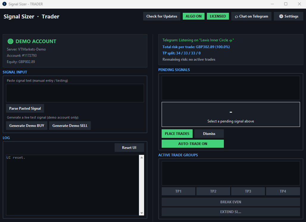 The SignalSizer trading app